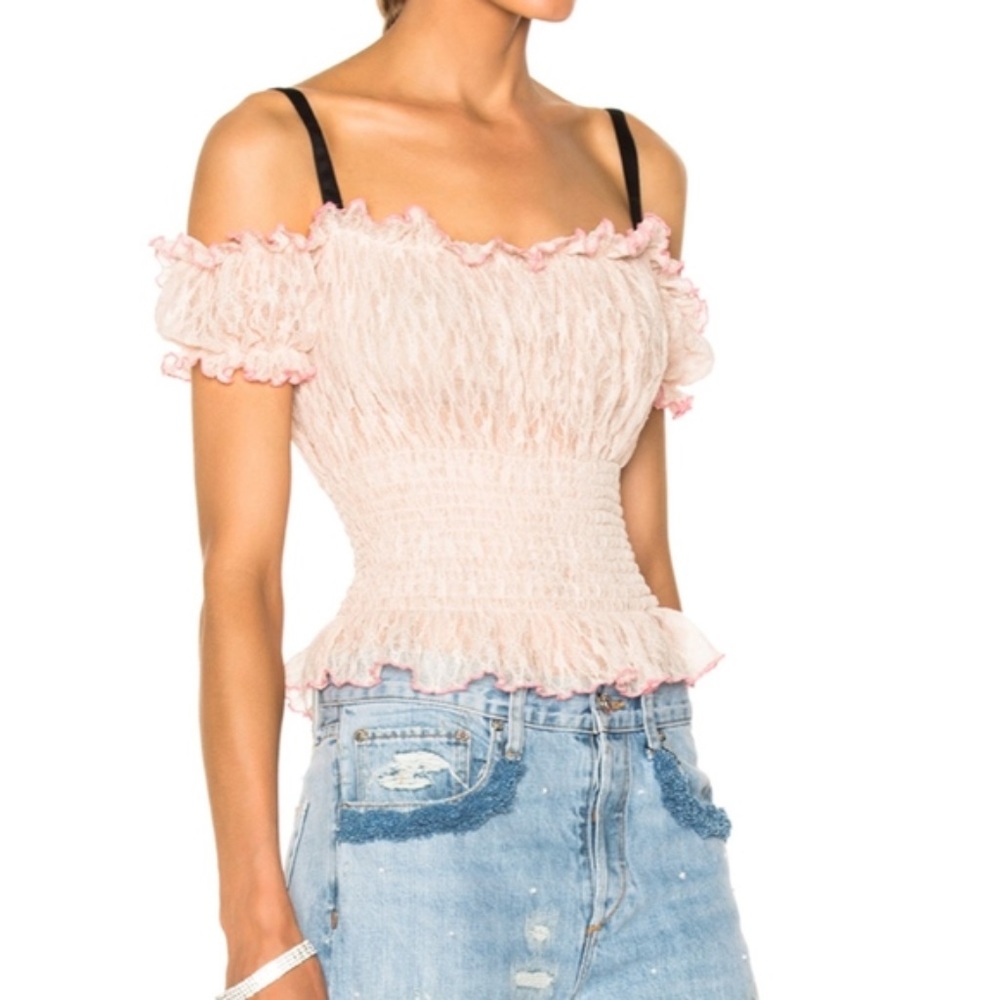 SANDY LIANG Lace Peach Nude Ibiza Top 4